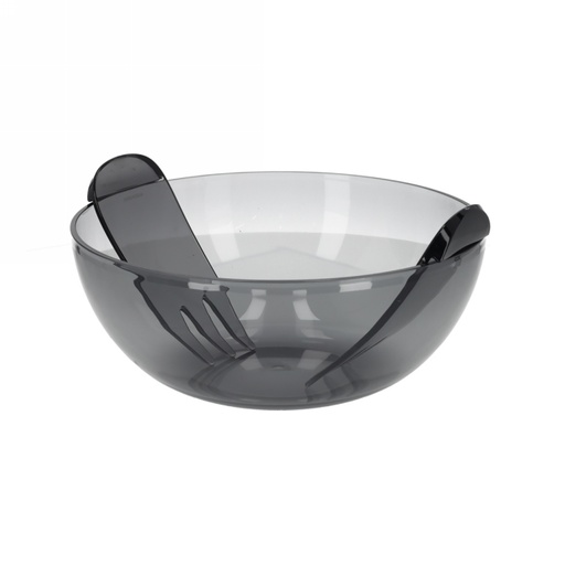 [1681882] Jens Living Acryl Saladeschaal Met Bestek Smoke 27.4x27.4x11cm 1stuks