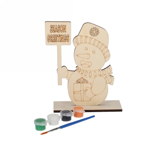 [1682015] Jens Living Houten Schilderset Sneeuwpop 13x5x17cm 1stuks