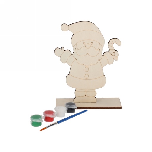 [1682016] Jens Living Houten Schilderset Kerstman 13x5x17cm 1stuks