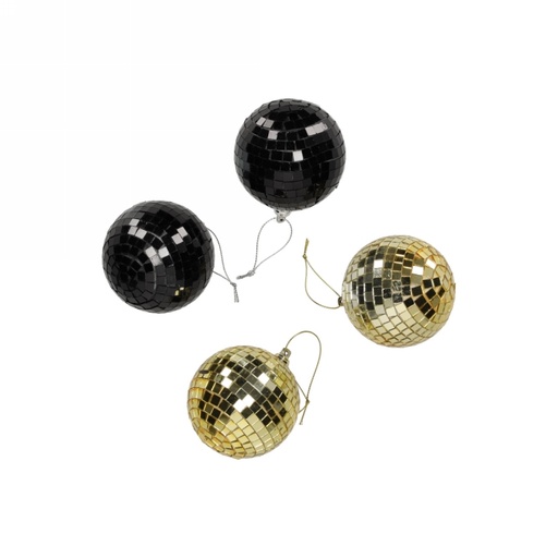 [1682018] Jens Living Discoballen Zwart Goud set van 4stuks 8x8x8cm 1stuks