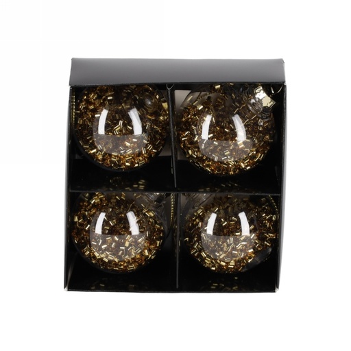 [1682020] Jens Living Glitter Kerstballen Goud set van 4stuks 5x5x5cm 1stuks
