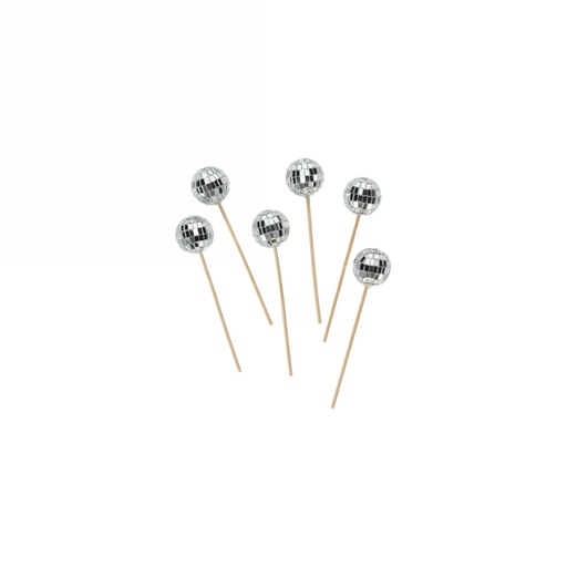 [1682025] Jens Living Cocktailprikkers Discoballen set van 6stuks 3x3x13cm 1st
