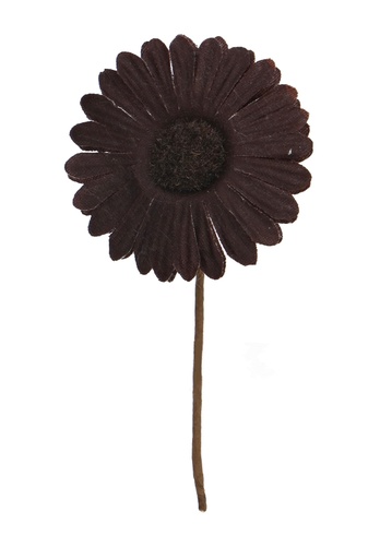 [K1340855] Kado Decoratie Gerbera Bloem Bruin Met IJzerdraad 6.5x10cm 12stuks