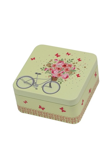 [1630514] Blikken Bike and Flowers 8.7x8.7x3.5cm 36stuks