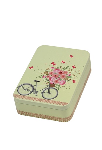 [1630516] Blikken Bike and Flowers 14.2x10.1x3.1cm 12stuks