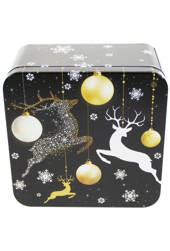 [1630536] Blikken Rendier Zwart Goud 15x15x7.5cm 6stuks