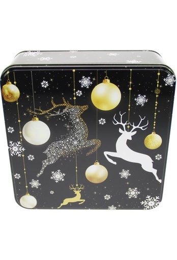 [1630540] Blikken Rendier Zwart Goud 22x22x8.5cm 6stuks