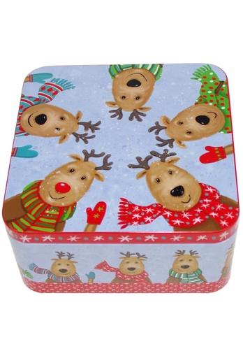 [1630547] Blikken Xmas Rendier 15x15x7.5cm 6stuks