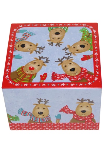[1630549] Blikken Xmas Rendier 10x10x7cm 12stuks