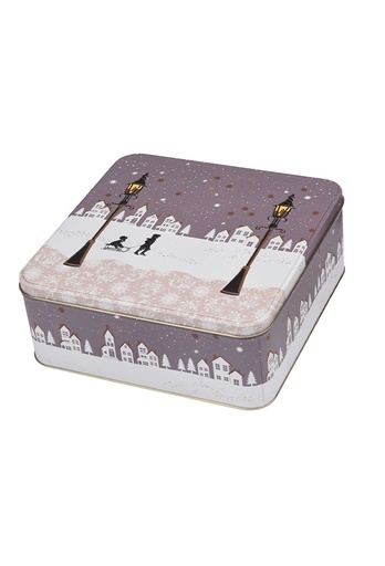 [1630558] Blikken Kerst Nacht 22x22x8.5cm 6stuks