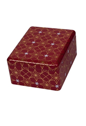 [1630560] Blikken Stars Red 19.3x15.2x7cm Scharnier 6stuks