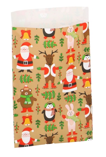 [K1230324] Kerstzakjes Christmas Santa Animals 12x19cm 200stuks