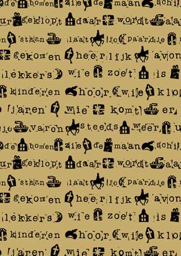 [1202015-50] Sintpapier Bruin Kraft Sint Stempel Zwart 50cm x 250meter