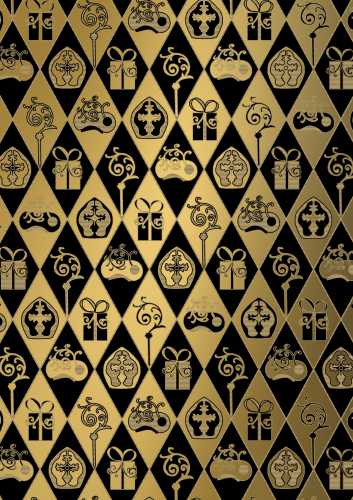 [1202059-70-125] Sintpapier Bruin Kraft Sint Zwart & Goud 70cm x 125meter OP IS OP