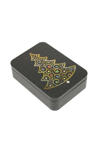 [1630492] Blikken Kersttree Black 14.2x10.1x3.1cm 12stuks