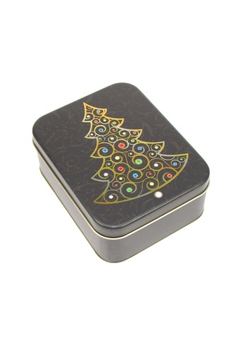 [1630495] Blikken Kersttree Black 14.7x11.5x5.7cm 12stuks