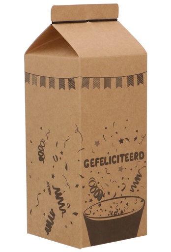 [K1272181-GEFELI] Kadodoos Melkpak 2.1 liter Gefeliciteerd 10x10x21cm 10stuks