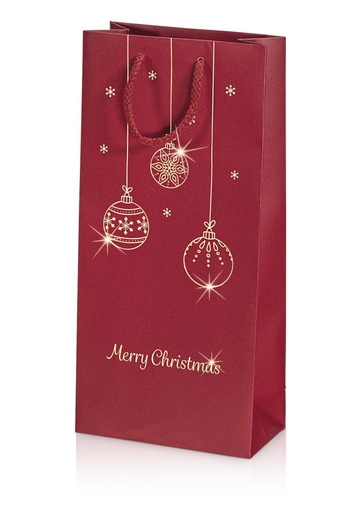 [1171266] Wijntasjes Merry Christmas Bordeaux 2 Fles 17x8.5x36cm 20stuks