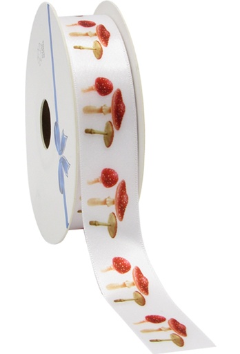 [K1391333] Kerstlint Satijn Lint Fotoprint Paddestoel 23mm x 20meter