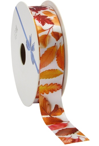 [K1391332] Kerstlint Satijn Lint Fotoprint Herfstblad 23mm x 20meter