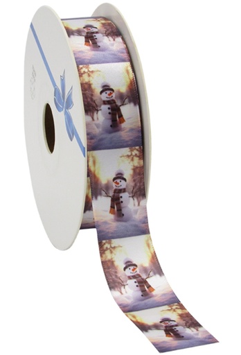 [K1391329] Kerstlint Satijn Lint Fotoprint Sneeuwman 23mm x 20meter