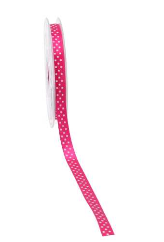 [K1390056] Cadeaulint Satijn Dots Fuchsia 10mm x 20 meter