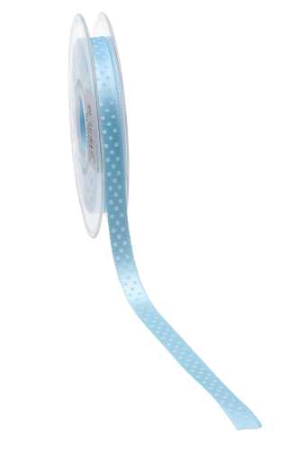 [K1390060] Cadeaulint Satijn Dots Licht Blauw 10mm x 20 meter