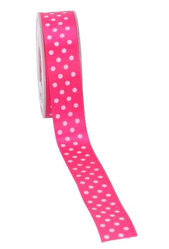 [K1390062] Cadeaulint Satijn Dots Fuchsia 25mm x 20 meter