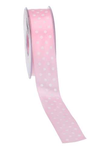 [K1390064] Cadeaulint Satijn Dots Roze 25mm x 20 meter