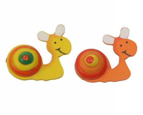 [K1340106] Decoplakkers Houten Slak Met Plakker 2.5x3.5cm 72stuks