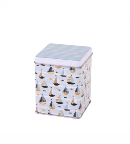 [1150502] Blikken Maritime vierkant 100gram 7.5x7.5x9.5cm 12stuks