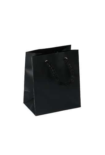 [K1110171] Kadotasjes Latina Mat Zwart Met Koord 10x6.5x12cm 12stuks