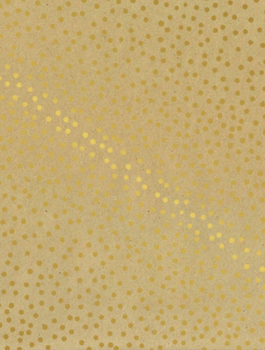 [180092-50] Kraftpapier Bruin recycled kraft confetti dots gold 50cm x 200meter