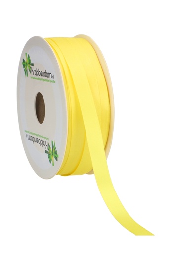 [K1300140] Satijn Dubbel Lint 12mm x 100 meter Licht Geel