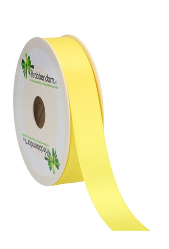 [K1300142] Satijn Dubbel Lint 25mm x 50 meter Licht Geel