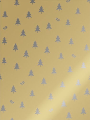[180107-50] Kerstpapier Metallic robin wood gold 50cm x 200meter