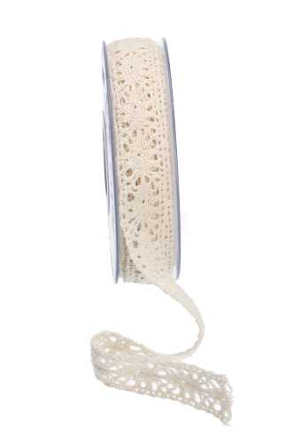 [K1390107] Luxe Kadolint Katoen Gehaakt Kant Naturel 25mm x 10 meter