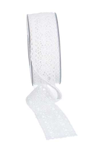 [K1390106] Luxe Kadolint Katoen Gehaakt Kant Wit 40mm x 10 meter