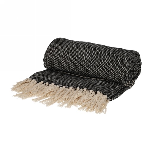 [1681725] Jens Living Recycled Cotton Plaid Juul Zwart 130x180x0.3cm 1stuks