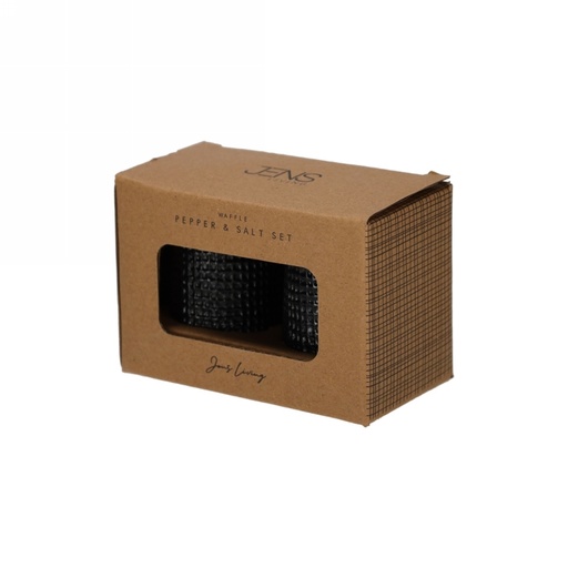 [1681865] Jens Living Wafel Peper & Zout Set Zwart 9.5x5x7.5cm 1stuks