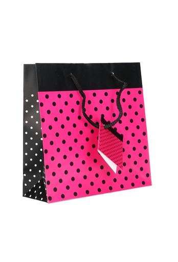 [K1110210] Kadotasjes Everyday Vierkant Fuchsia & Zwarte Stippen 17x6x17cm 12st