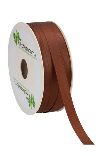 [K1300151] Satijn Dubbel Lint 12mm x 100 meter Bruin