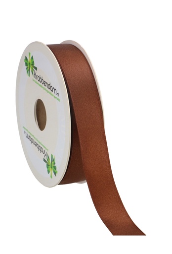 [K1300152] Satijn Dubbel Lint 25mm x 50 meter Bruin