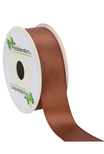 [K1300153] Satijn Dubbel Lint 40mm x 25 meter Bruin