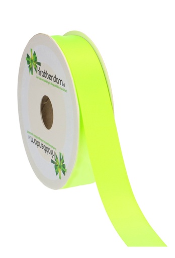 [K1300160] Satijn Dubbel Lint 25mm x 50 meter Groen Neon OP IS OP