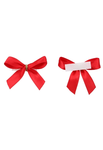 [K1420023] Luxe Strikje Satijn Rood & Plakker 4x3.5cm 250stuks lint 1.0cm