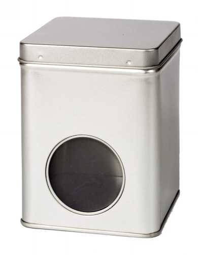 [1150296] Blikken Blanco Met Venster 200gram 8.8x8.8x11.5cm 12stuks