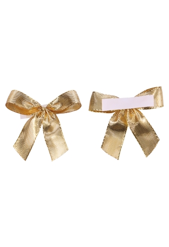 [K1420029] Luxe Strikje Satijn Goud & Plakker 6x5cm 250stuks lint 1.5cm