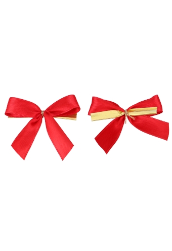 [K1420032] Luxe Strikje Satijn Rood & Gouden Clip 6x5cm 50stuks lint 1.5cm