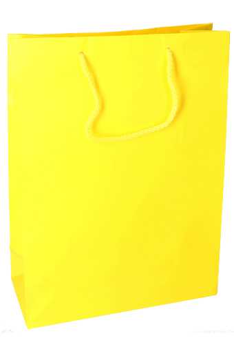 [K1110213] Kadotasjes Latina Mat Geel Met Koord 27x12x37cm 12stuks